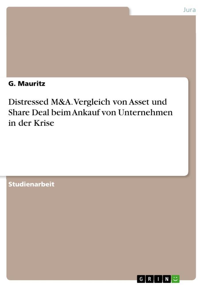 Cover: 9783963567773 | Distressed M&amp;A. Vergleich von Asset und Share Deal beim Ankauf von...