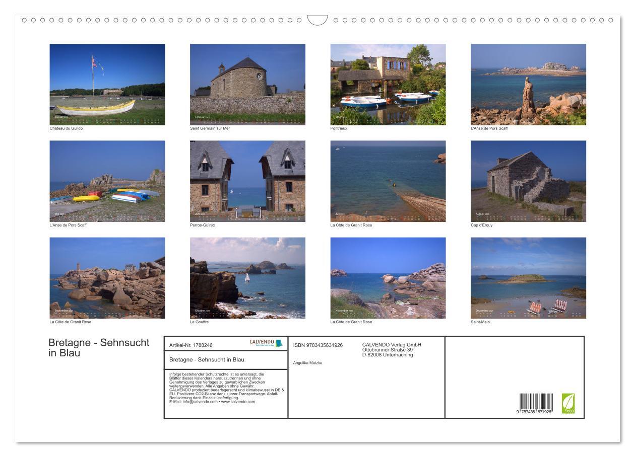 Bild: 9783435631926 | Bretagne - Sehnsucht in Blau (Wandkalender 2025 DIN A2 quer),...