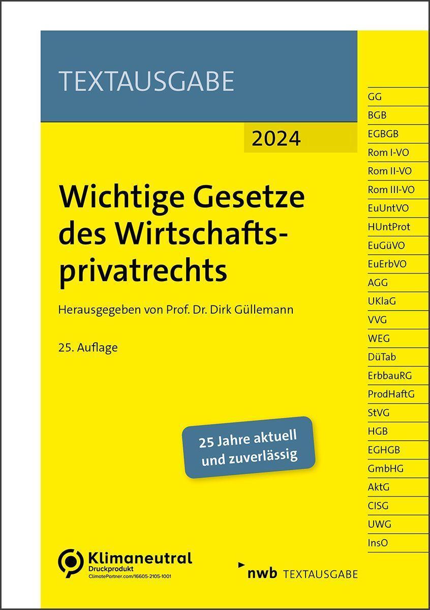 Cover: 9783482684654 | Wichtige Gesetze des Wirtschaftsprivatrechts | Dirk Güllemann | Bundle