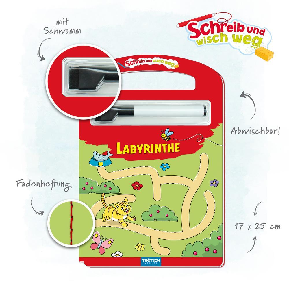 Bild: 9783957749543 | Trötsch Labyrinthe Schreib und Wisch Weg mit Stift | Taschenbuch