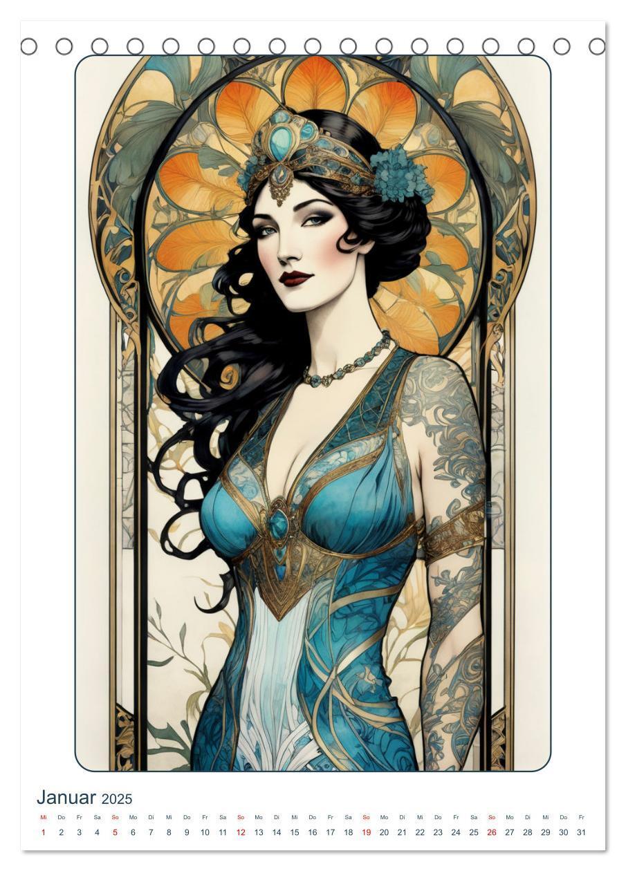 Bild: 9783383801440 | Frauen in Bildern im Art Nouveau-Stil (Tischkalender 2025 DIN A5...