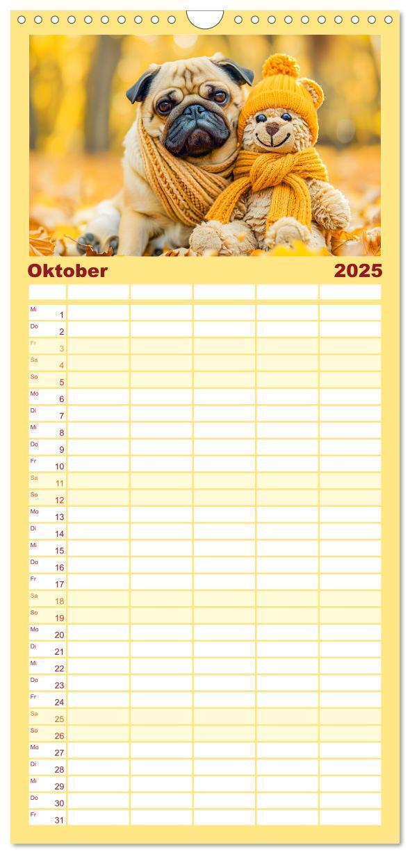 Bild: 9783457192672 | Familienplaner 2025 - Mops-Mania - Der Spaßkalender für Mops-Fans...