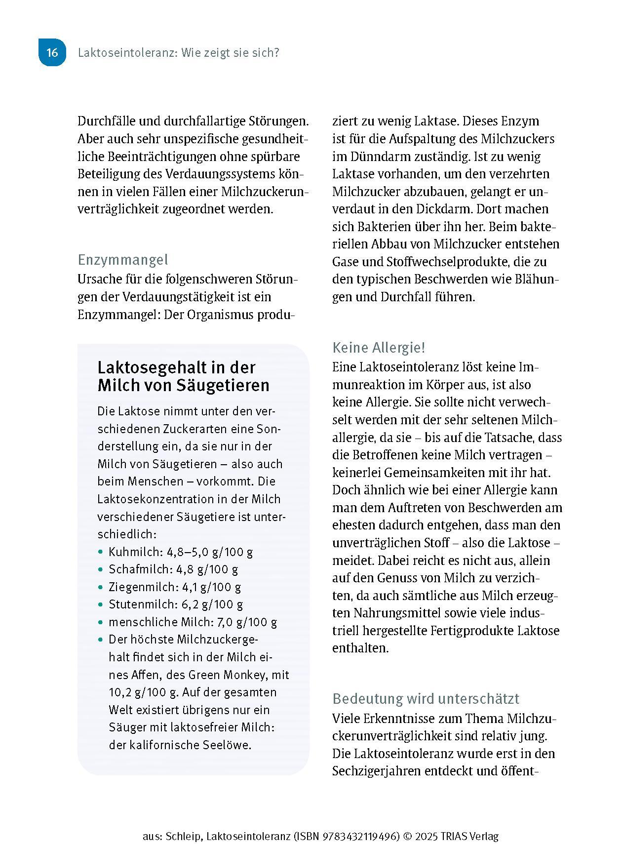 Bild: 9783432119496 | Laktose-Intoleranz | Thilo Schleip | Taschenbuch | 144 S. | Deutsch