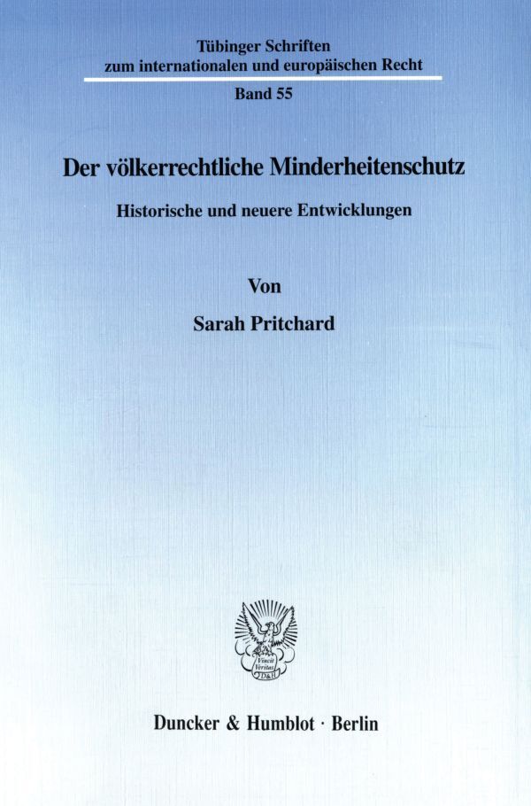 Cover: 9783428099252 | Der völkerrechtliche Minderheitenschutz. | Sarah Pritchard | Buch