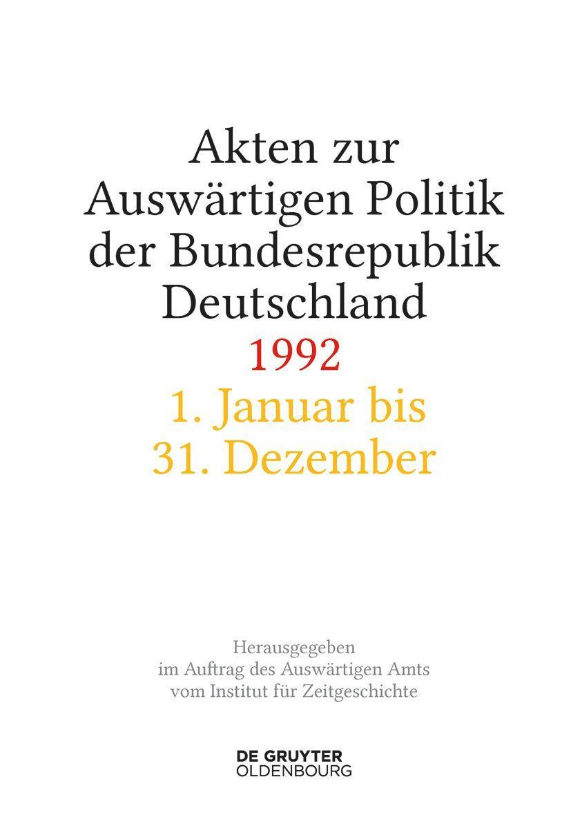 Cover: 9783110997248 | Akten zur Auswärtigen Politik der Bundesrepublik Deutschland 1992....