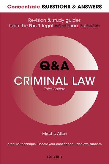 Cover: 9780198853480 | Concentrate Questions and Answers Criminal Law | Mischa Allen | Buch