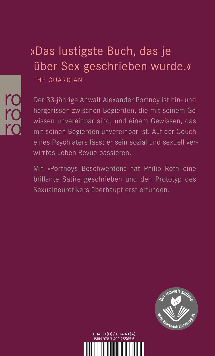 Rückseite: 9783499255656 | Portnoys Beschwerden | Philip Roth | Taschenbuch | 286 S. | Deutsch