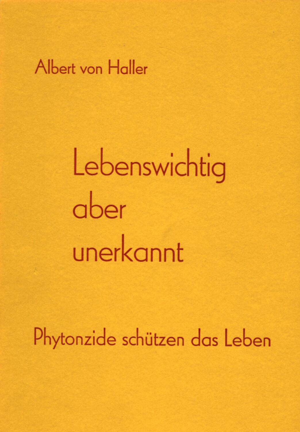 Cover: 9783895750243 | Lebenswichtig aber unerkannt | Albert von Haller | Taschenbuch | 1980
