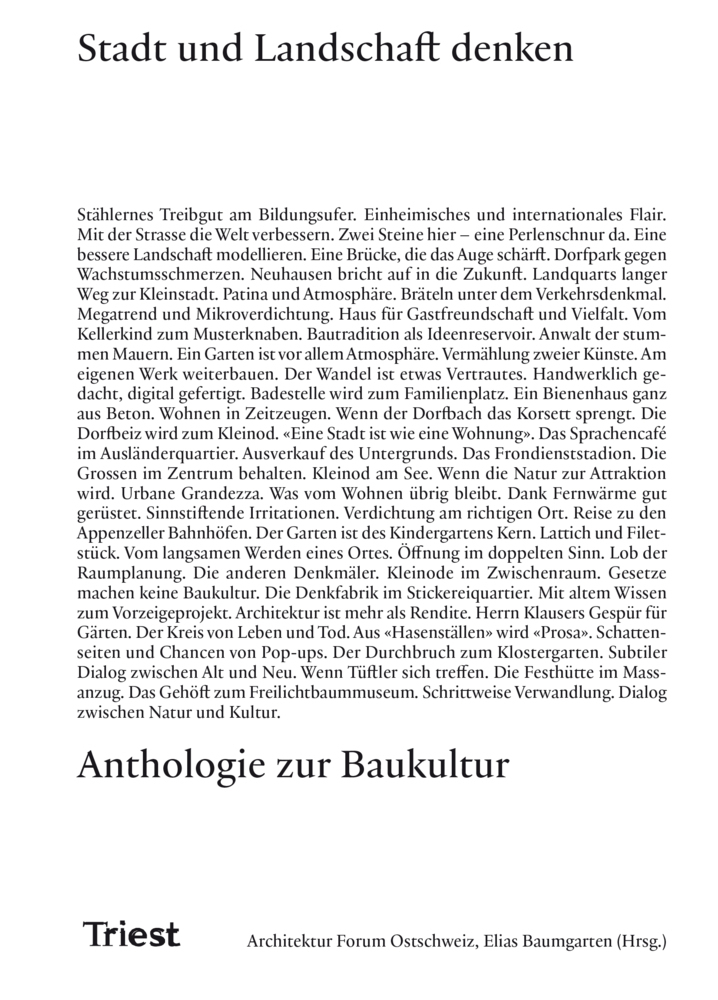 Cover: 9783038630630 | Stadt und Landschaft denken | Anthologie zur Baukultur | Taschenbuch