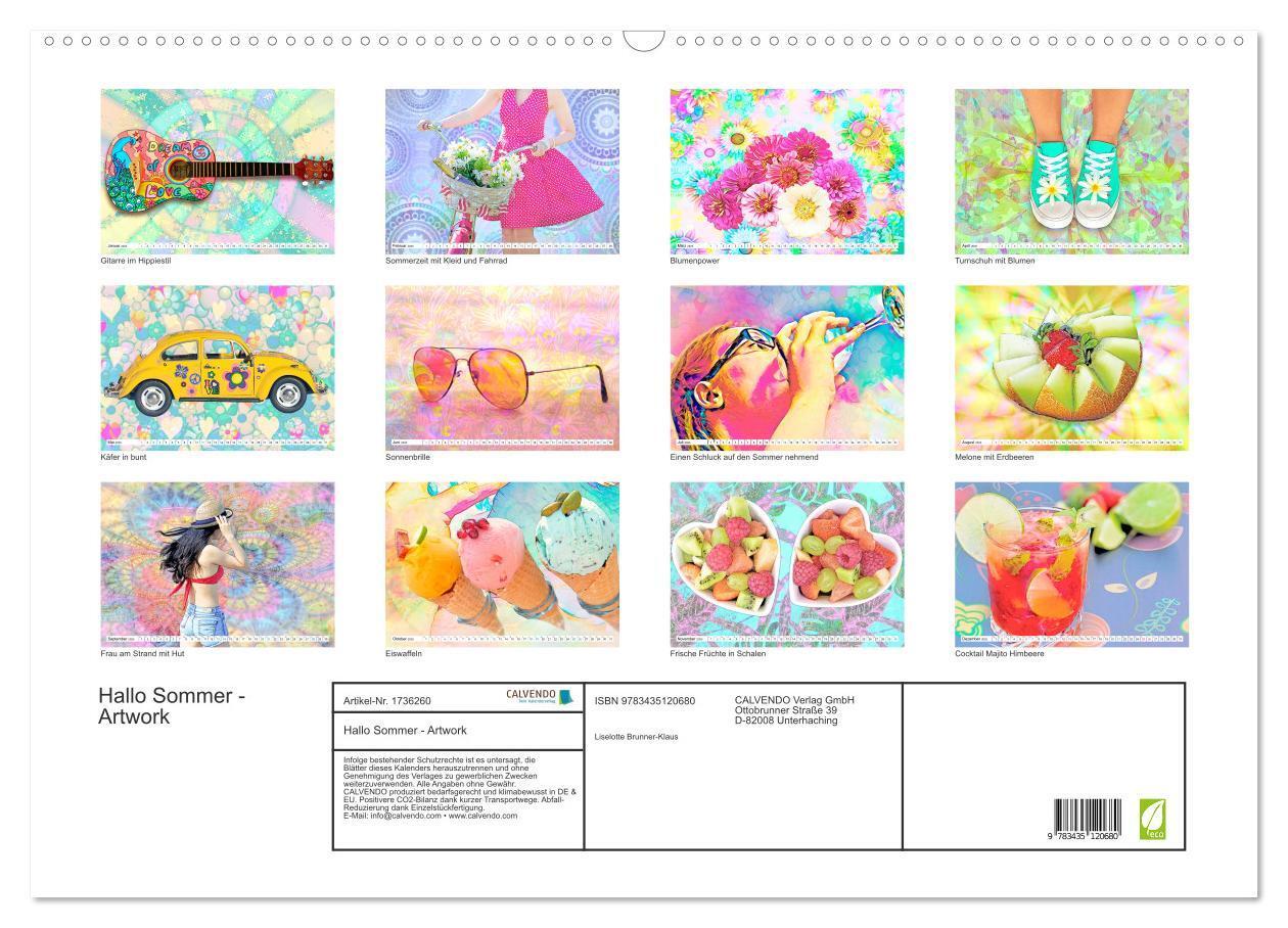 Bild: 9783435120680 | Hallo Sommer - Artwork (Wandkalender 2025 DIN A2 quer), CALVENDO...