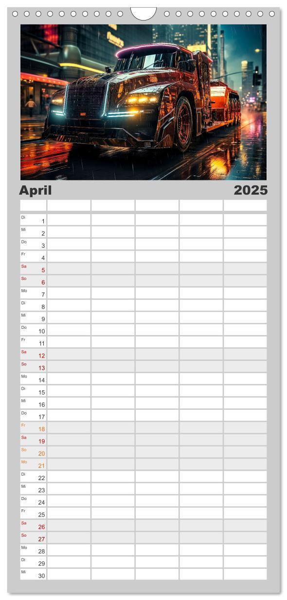 Bild: 9783457092958 | Familienplaner 2025 - Truck Fantasien mit 5 Spalten (Wandkalender,...