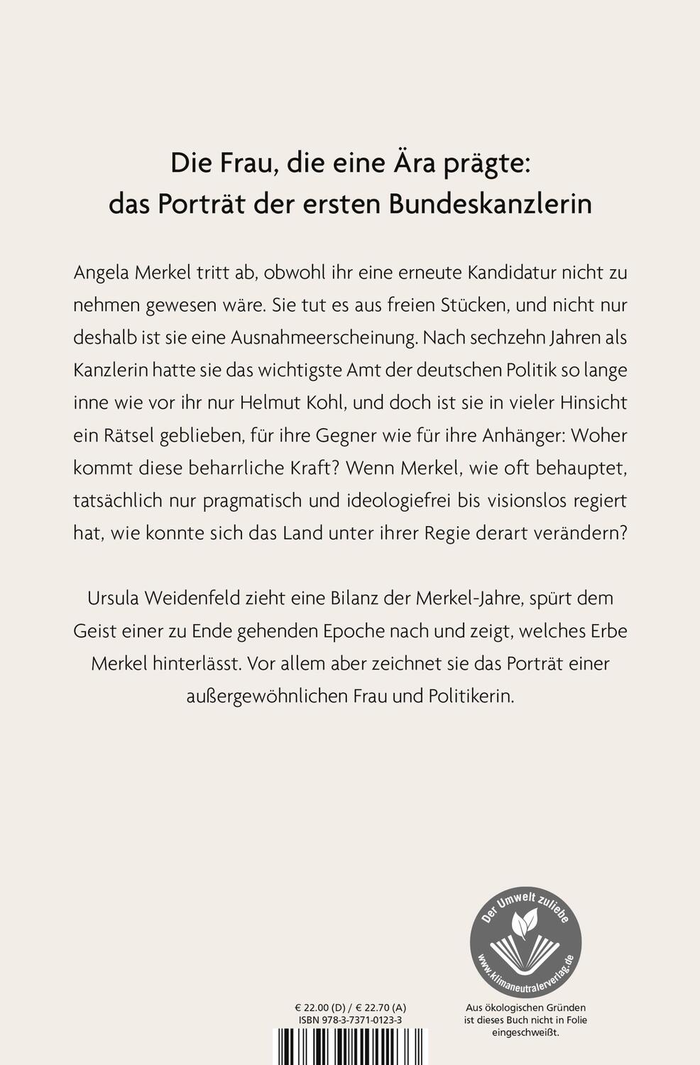 Rückseite: 9783737101233 | Die Kanzlerin | Porträt einer Epoche | Ursula Weidenfeld | Buch | 2021