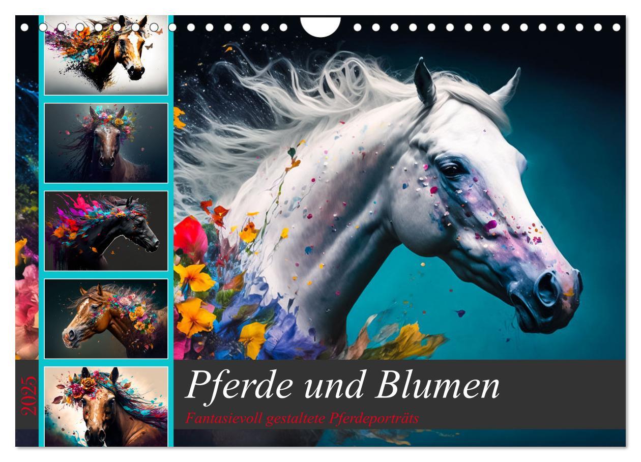 Cover: 9783383913327 | Pferde und Blumen (Wandkalender 2025 DIN A4 quer), CALVENDO...