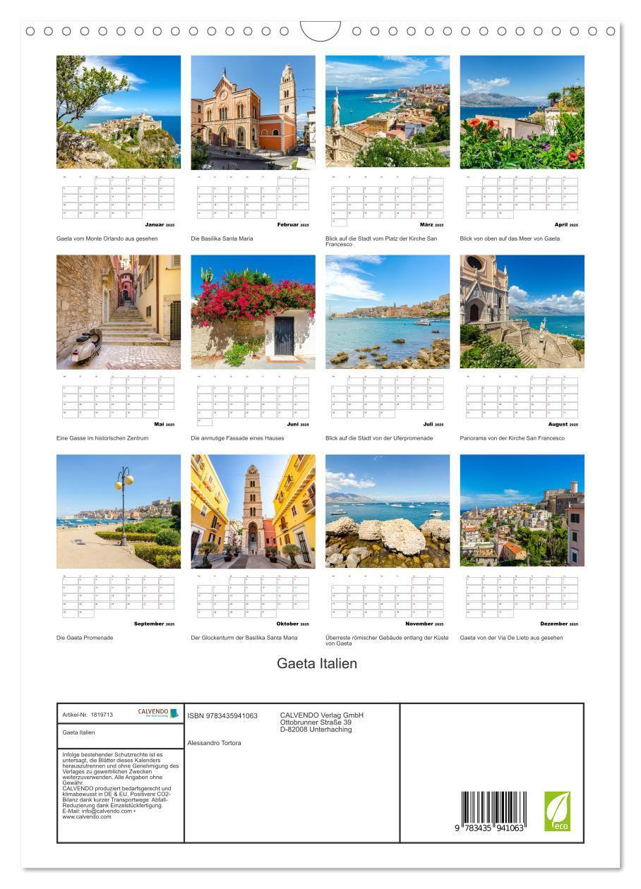 Bild: 9783435941063 | Gaeta Italien (Wandkalender 2025 DIN A3 hoch), CALVENDO Monatskalender