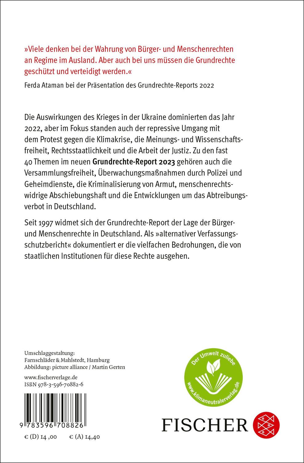 Rückseite: 9783596708826 | Grundrechte-Report 2023 | Benjamin Derin (u. a.) | Taschenbuch | 2023