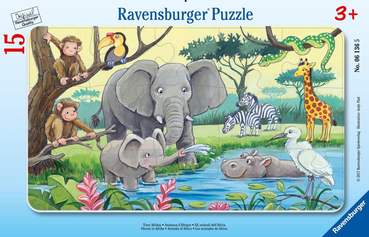 Cover: 4005556061365 | Tiere Afrikas. Puzzle 15 Teile | Spiel | Deutsch | 2017 | Ravensburger