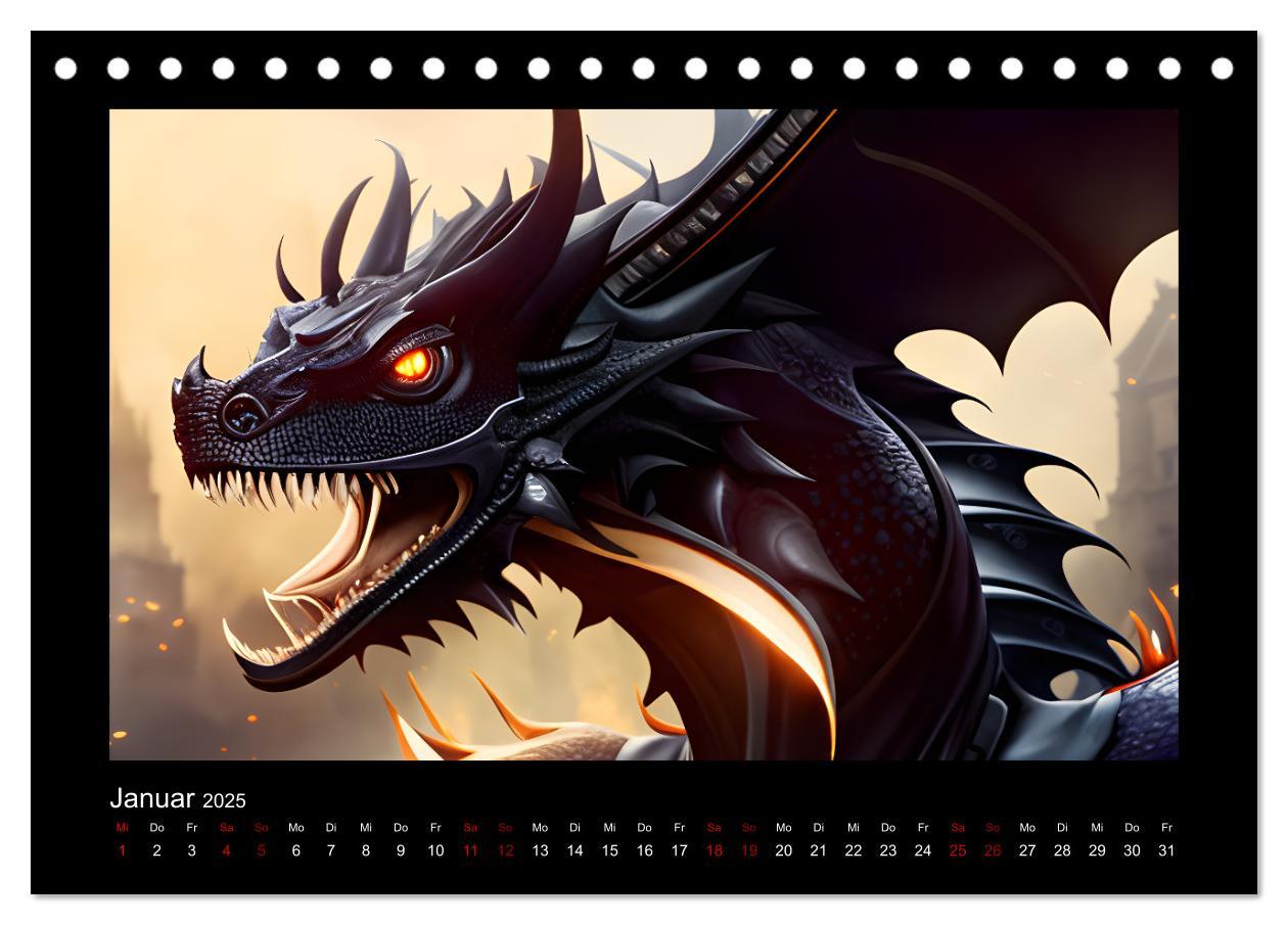 Bild: 9783383881589 | Phantasievolle Welt der Drachen (Tischkalender 2025 DIN A5 quer),...