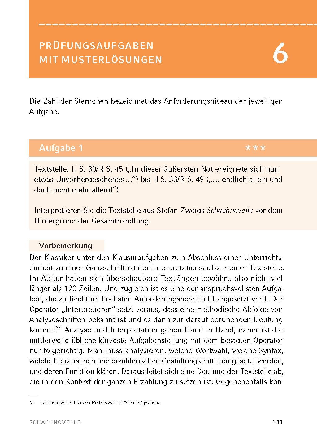 Bild: 9783804420977 | Schachnovelle - Textanalyse und Interpretation | Stefan Zweig | Buch