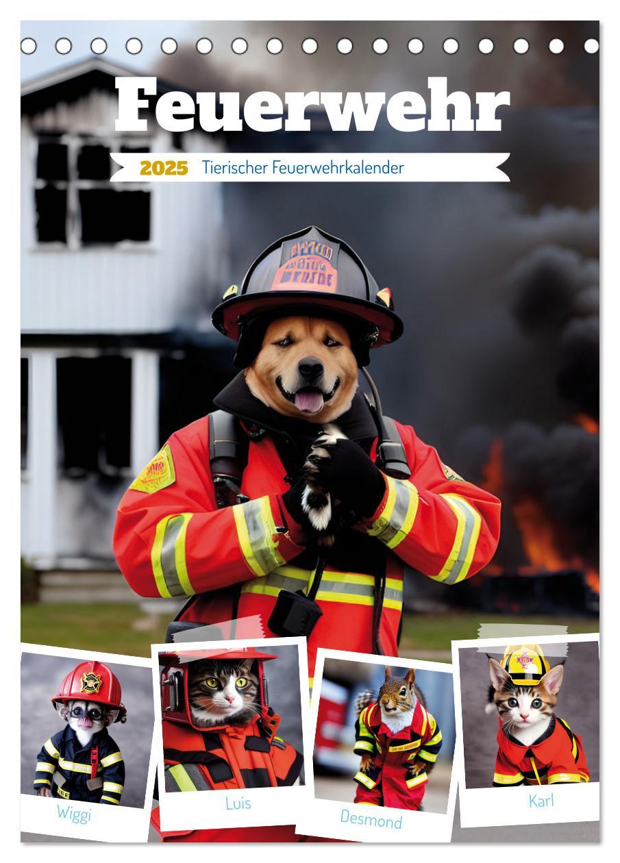 Cover: 9783435882540 | Feuerwehr - Tierischer Feuerwehrkalender (Tischkalender 2025 DIN A5...