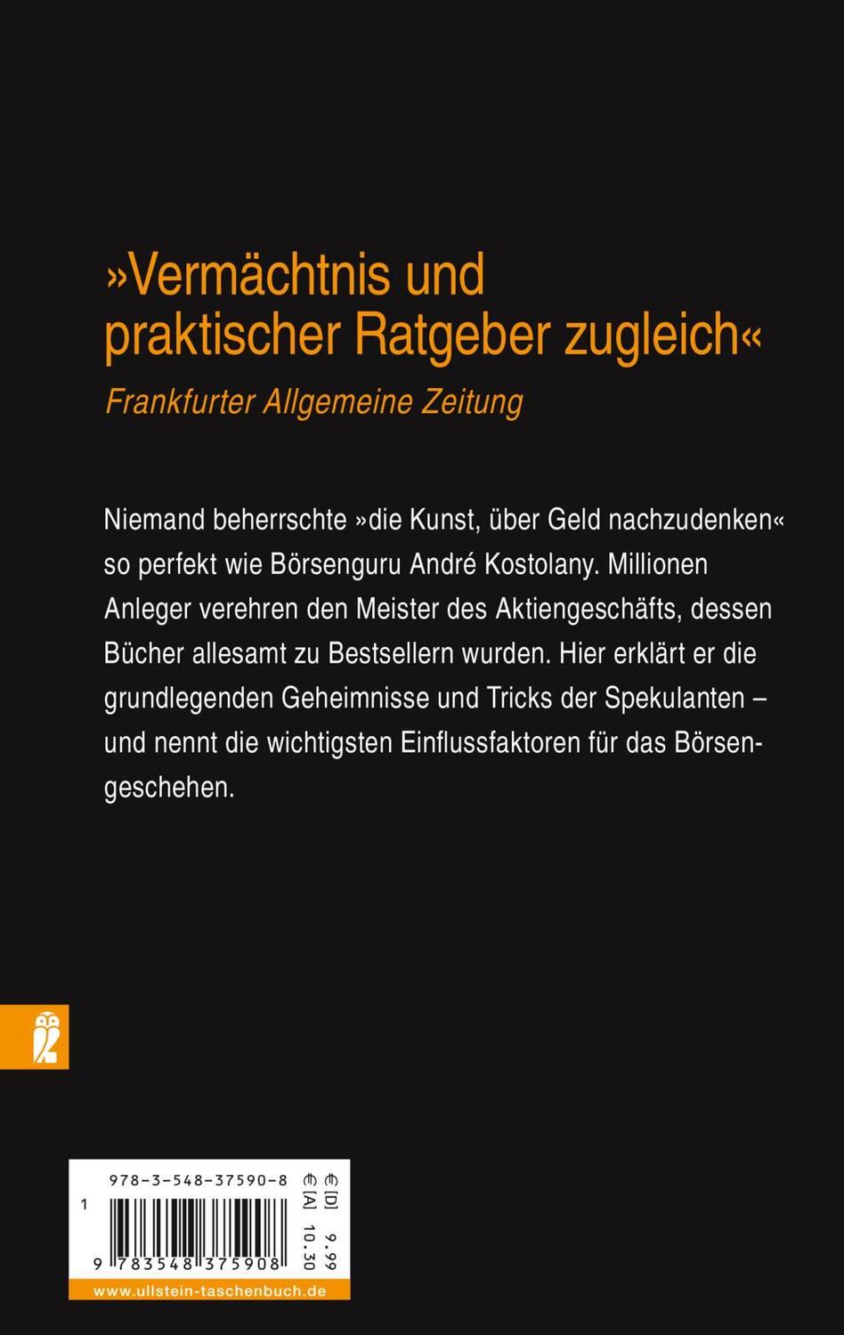 Rückseite: 9783548375908 | Die Kunst, über Geld nachzudenken | André Kostolany | Taschenbuch