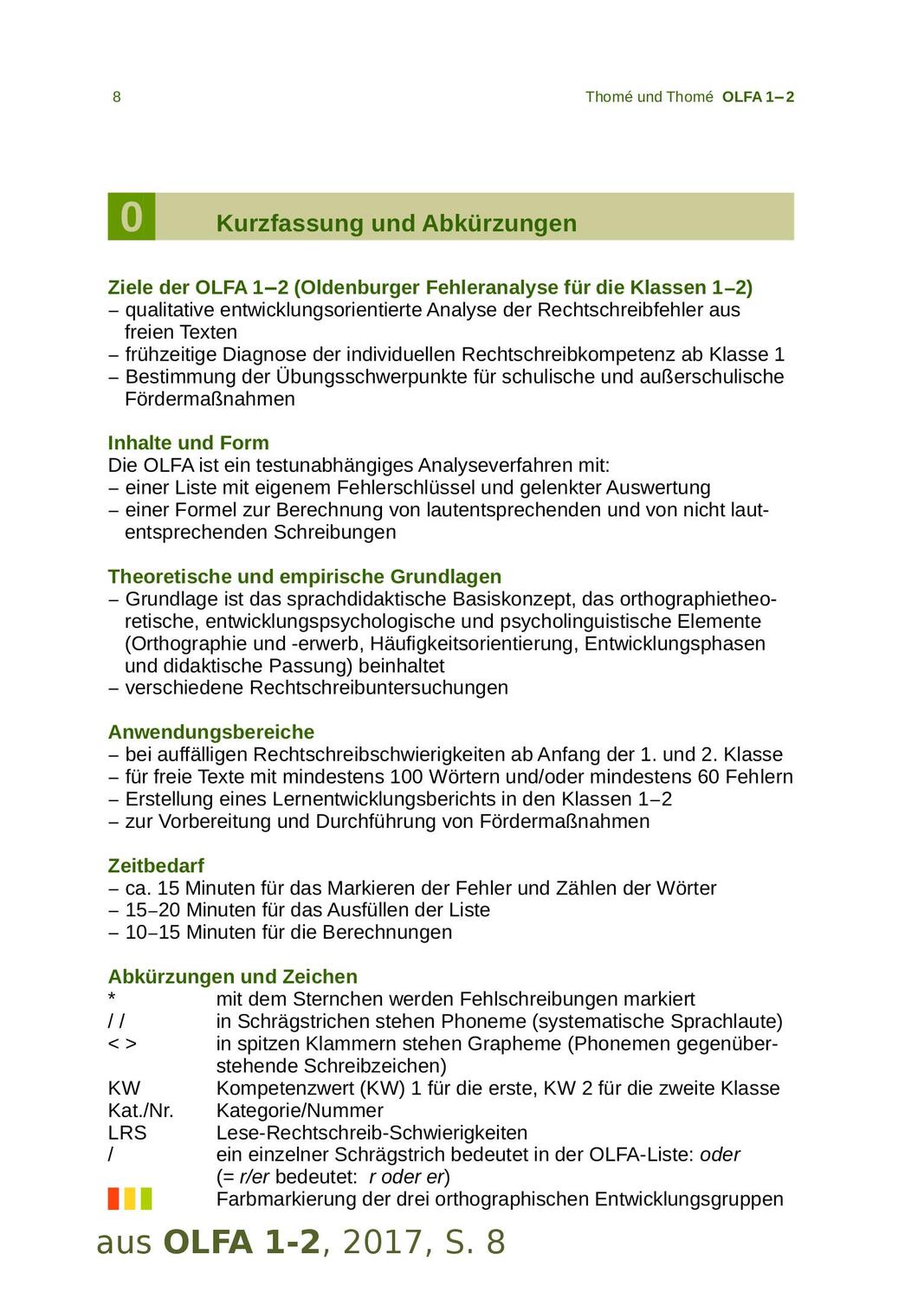 Bild: 9783942122047 | OLFA 1-2: Oldenburger Fehleranalyse für die Klassen 1 und 2 | 52 S.