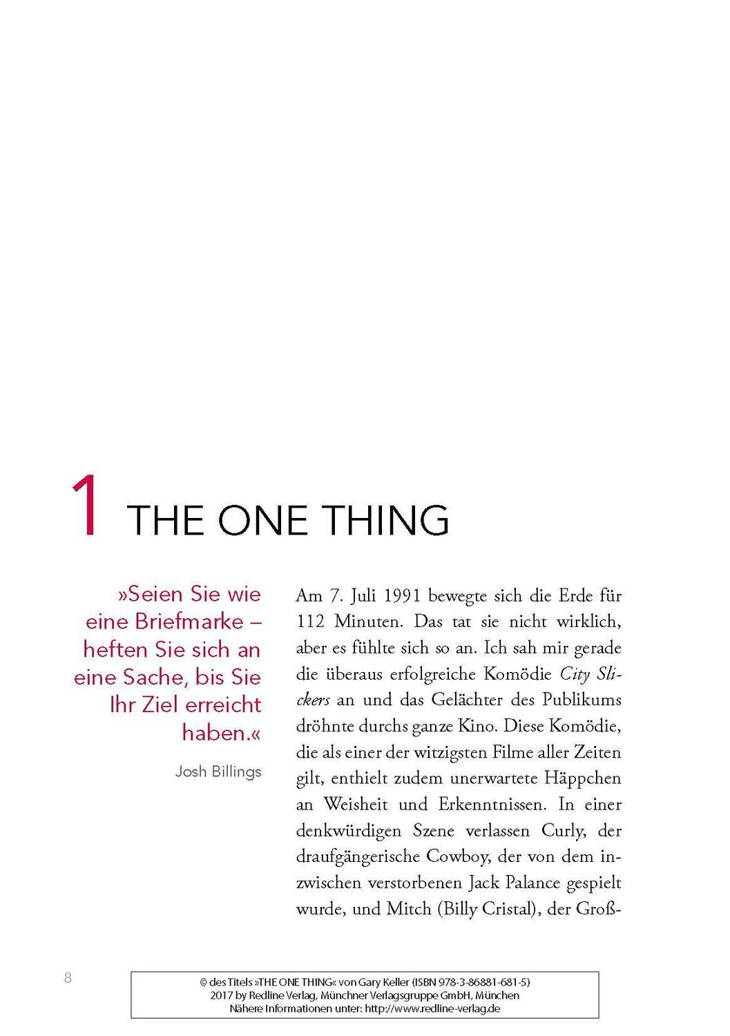 Bild: 9783868816815 | The One Thing | Gary Keller (u. a.) | Taschenbuch | 256 S. | Deutsch