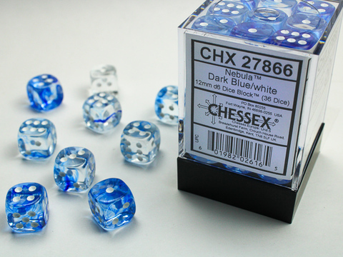 Cover: 601982026165 | Nebula® 12mm d6 Dark Blue/white Dice Block™ (36 dice) | deutsch
