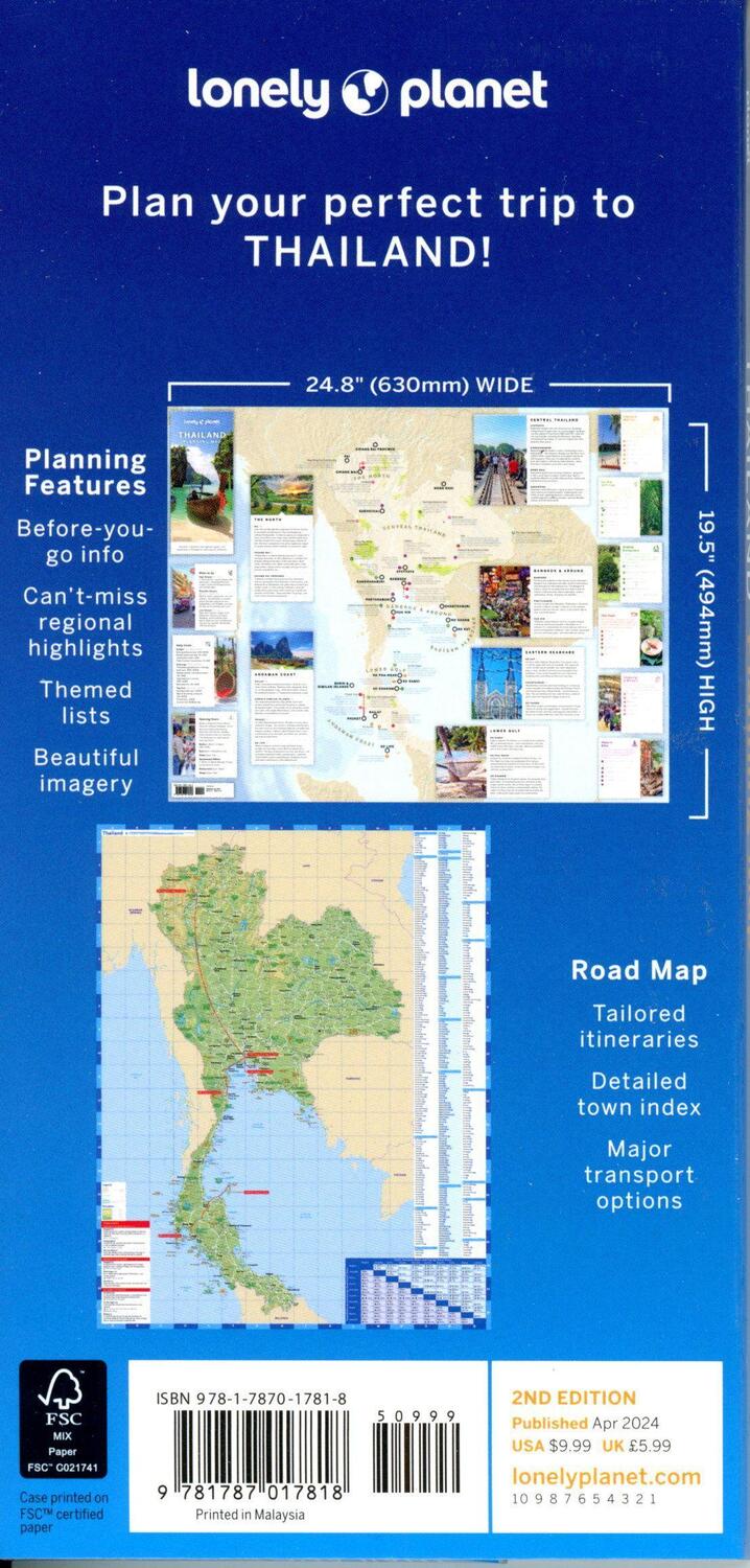 Bild: 9781787017818 | Lonely Planet Thailand Planning Map | (Land-)Karte | Englisch | 2024