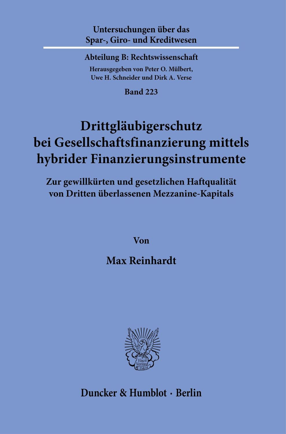 Cover: 9783428185276 | Drittgläubigerschutz bei Gesellschaftsfinanzierung mittels hybrider...