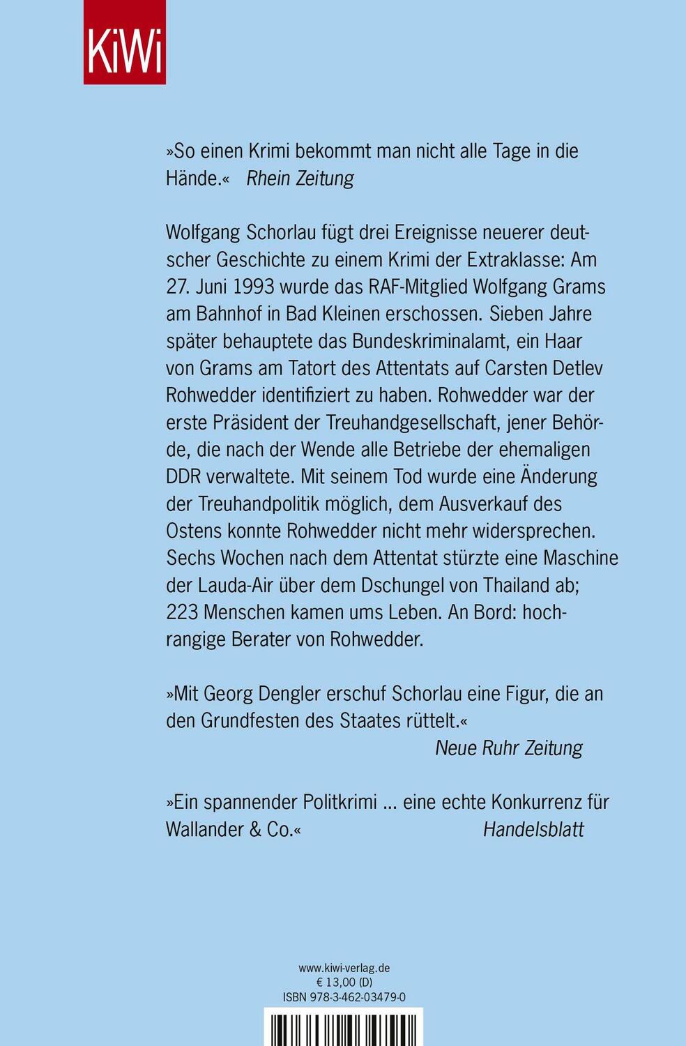 Rückseite: 9783462034790 | Die blaue Liste | Denglers erster Fall | Wolfgang Schorlau | Buch