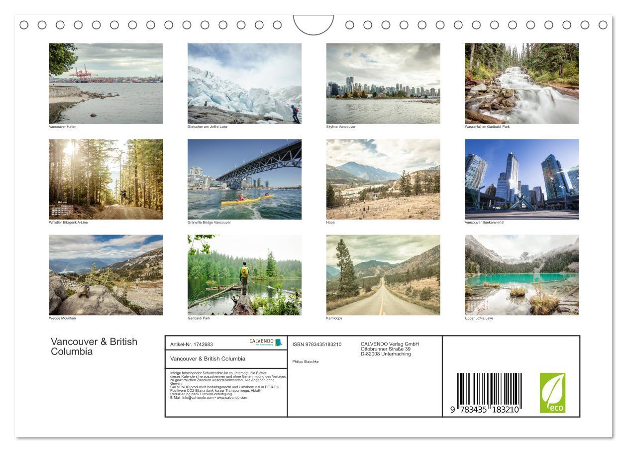 Bild: 9783435183210 | Vancouver &amp; British Columbia (Wandkalender 2025 DIN A4 quer),...