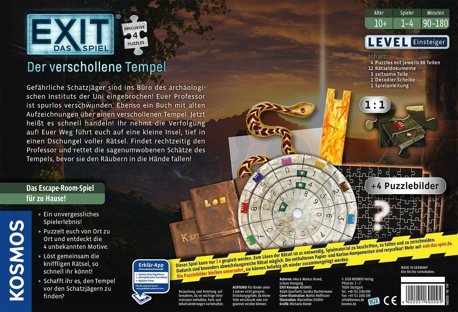 Bild: 4002051692094 | EXIT® - Das Spiel + Puzzle: Der verschollene Tempel | Spiel | Deutsch