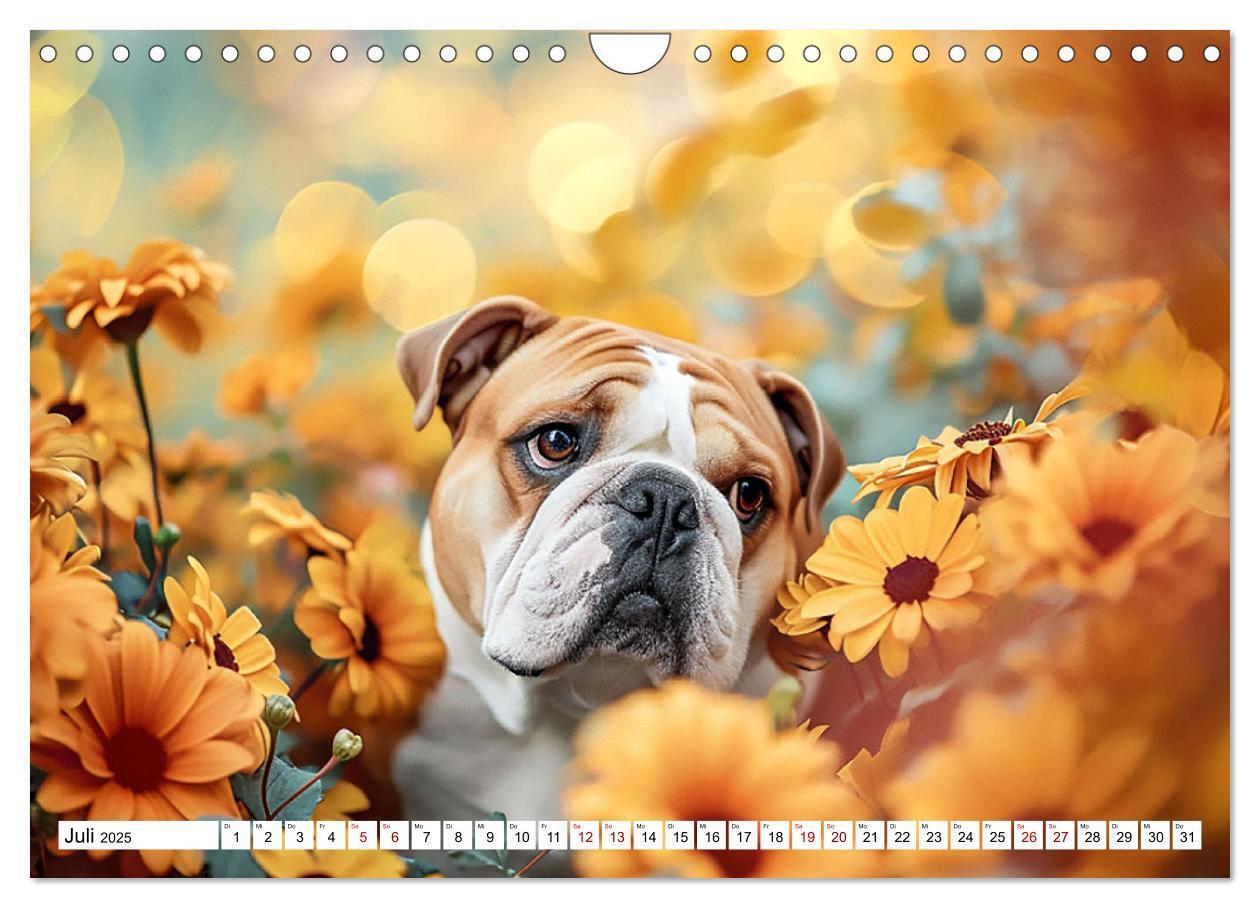 Bild: 9783383808050 | Englische Bulldoggen im Blütenmeer (Wandkalender 2025 DIN A4 quer),...