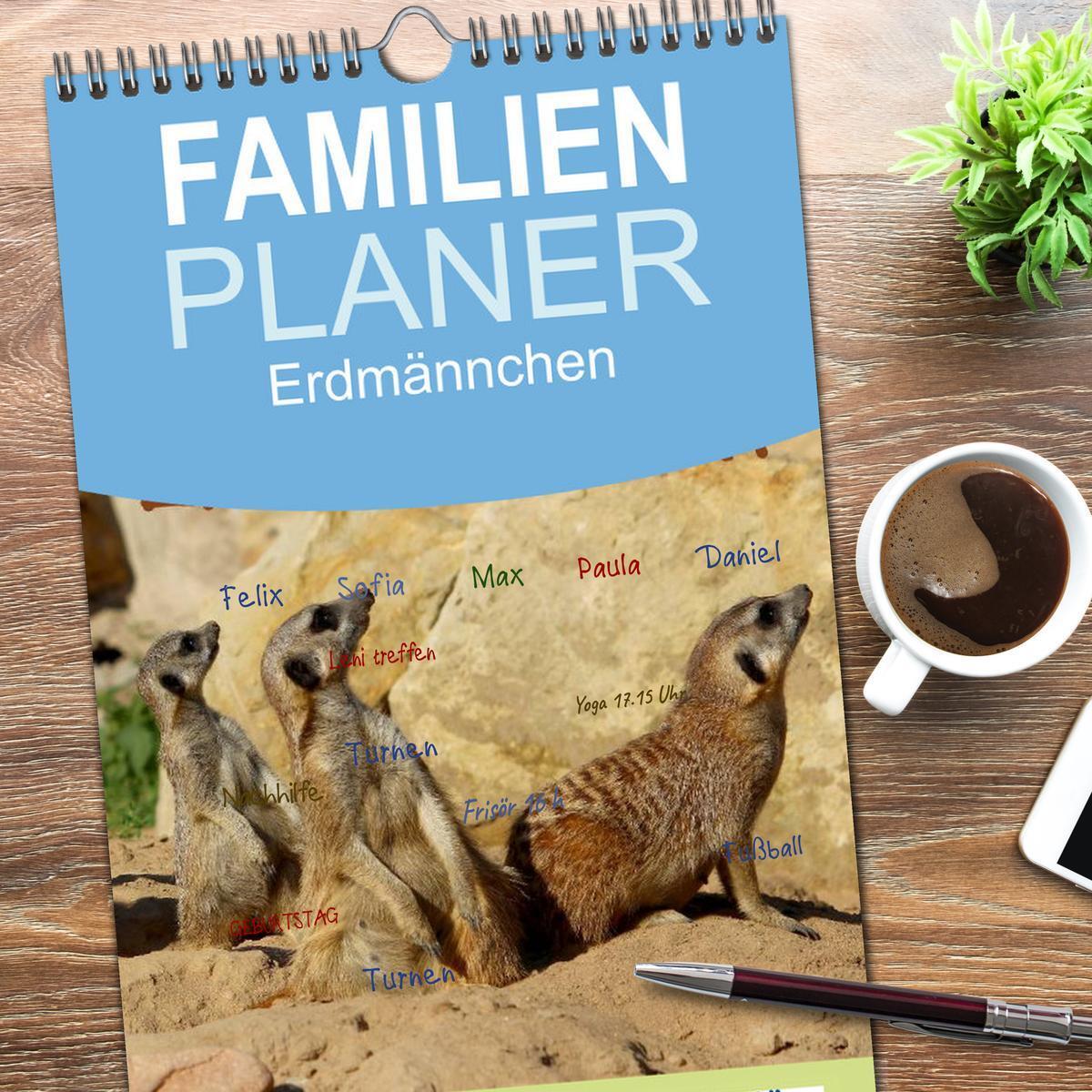 Bild: 9783457121375 | Familienplaner 2025 - Erdmännchen mit 5 Spalten (Wandkalender, 21 x...