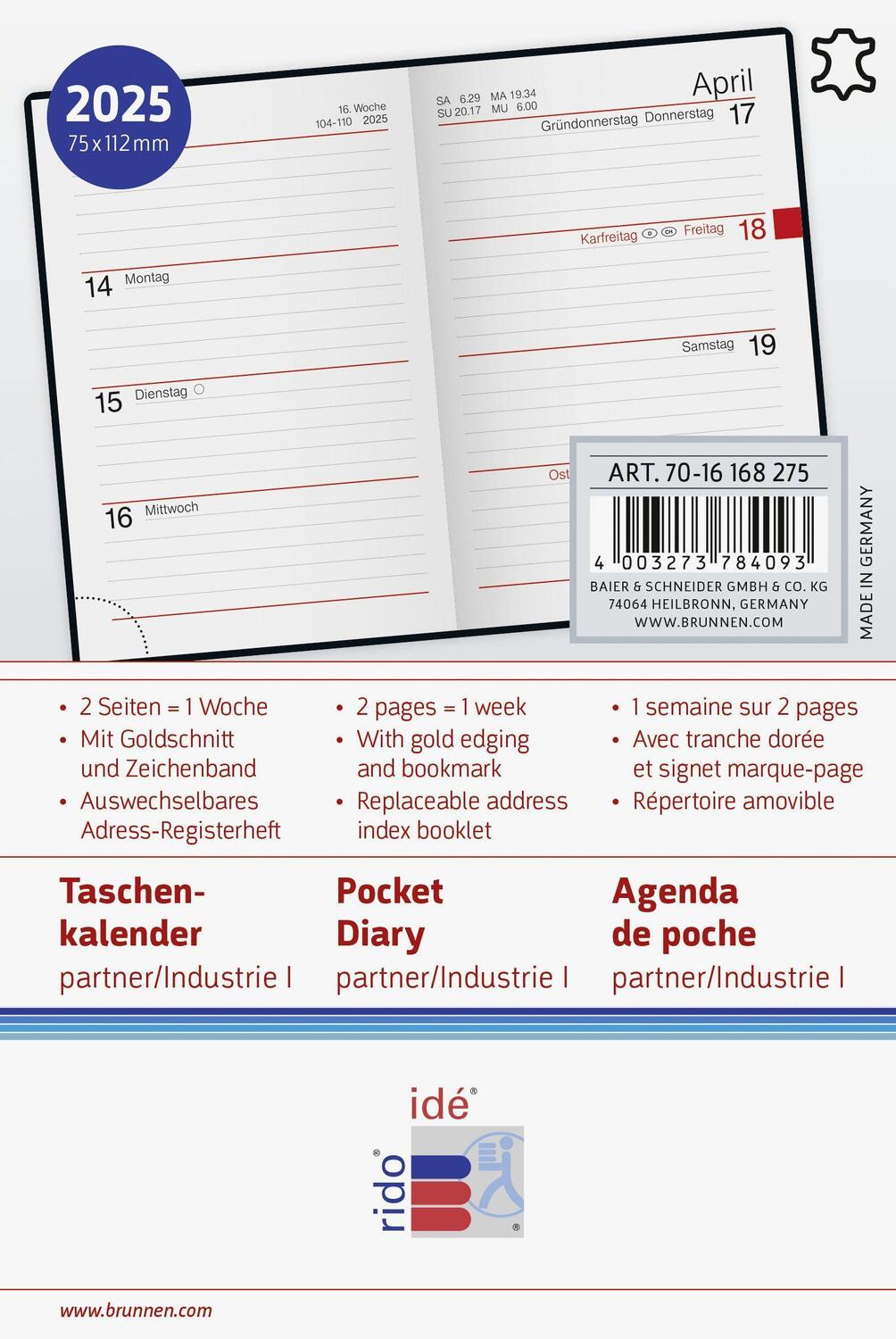 Bild: 4003273784093 | rido/idé 7016168275 Taschenkalender Modell partner/Industrie I...