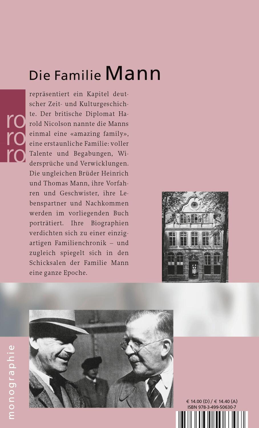 Rückseite: 9783499506307 | Die Familie Mann | Hans Wißkirchen | Taschenbuch | Rowohlt Monographie