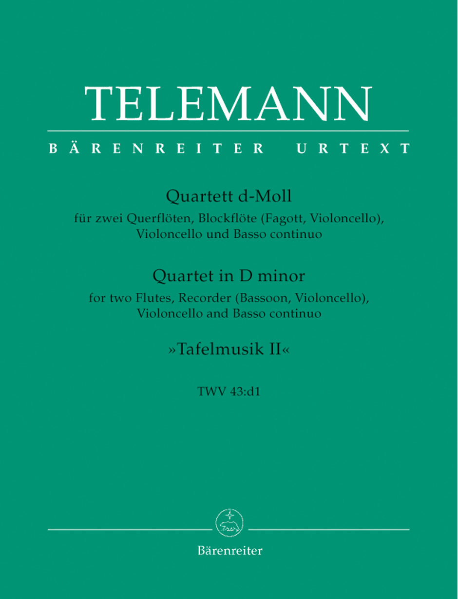 Cover: 9790006436712 | Quartett d-Moll für 2 Flöten, Altblockflöten und Bc Partitur und 5...