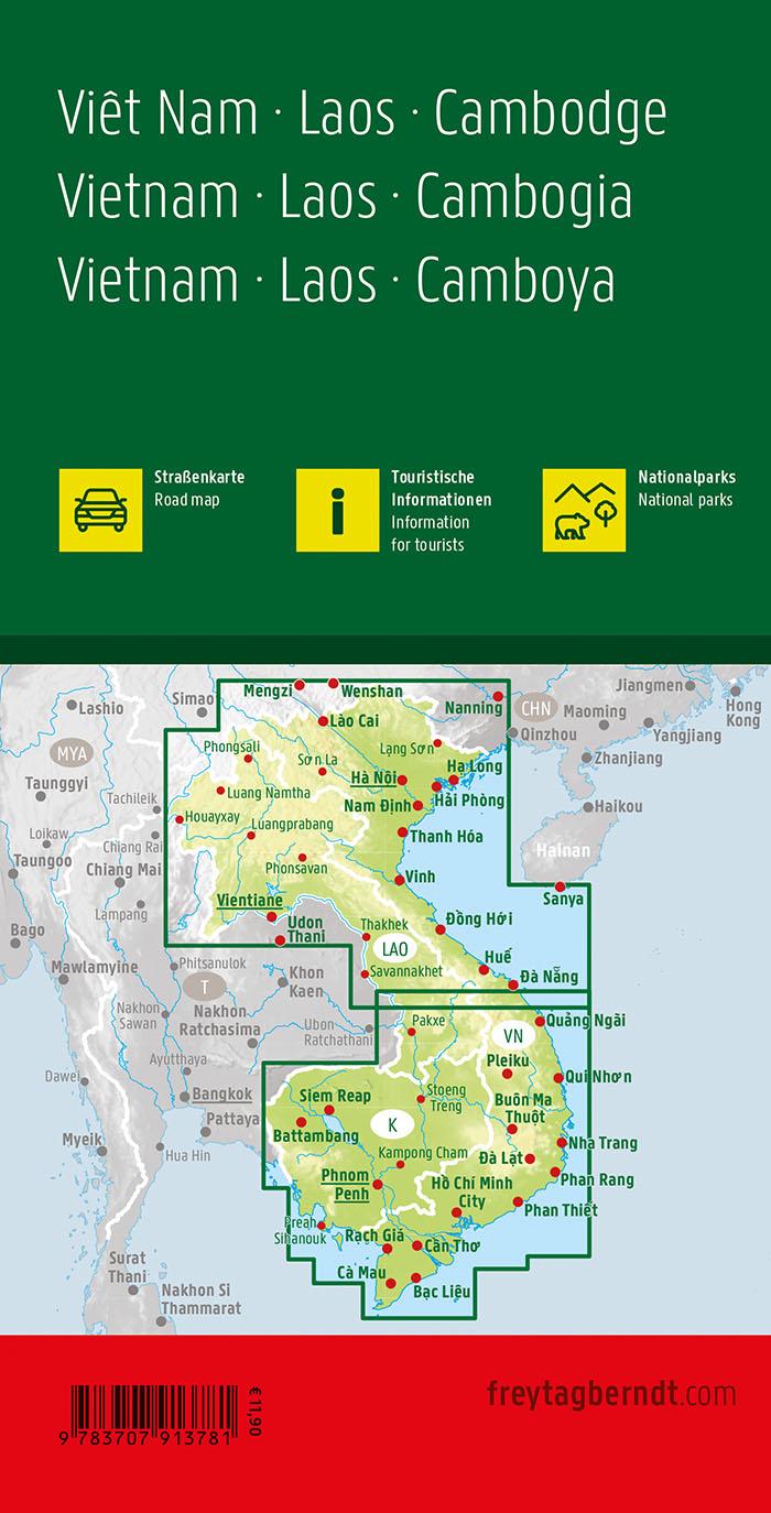 Rückseite: 9783707913781 | Vietnam - Laos - Kambodscha 1 : 900 000 | freytag &amp; berndt | Deutsch