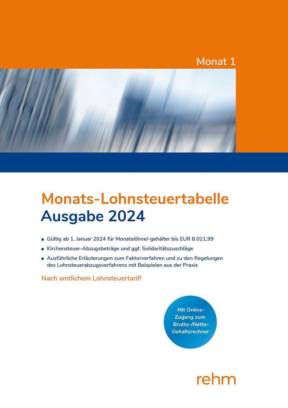 Cover: 9783807328782 | Monats-Lohnsteuertabelle 2024 | Taschenbuch | 352 S. | Deutsch | 2024