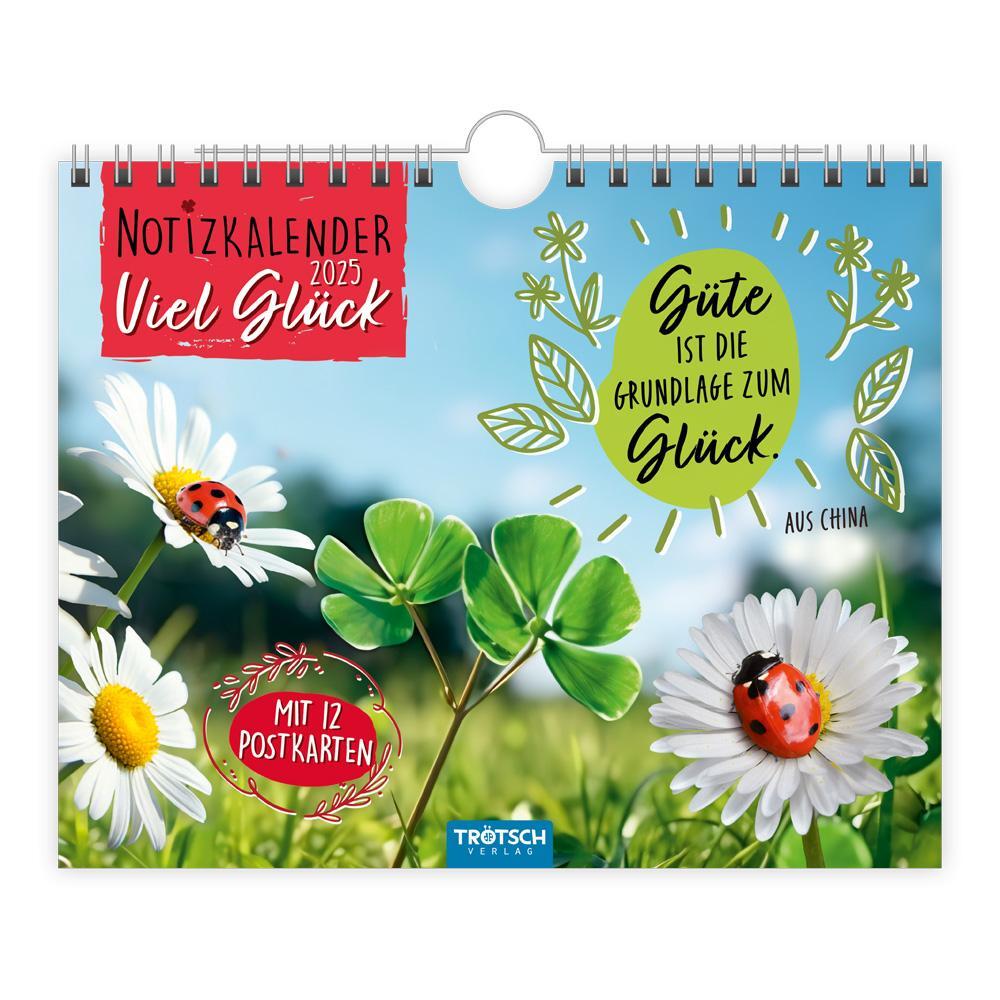 Cover: 9783988022509 | Trötsch Notizkalender Querformat Notizkalender Viel Glück 2025 mit...