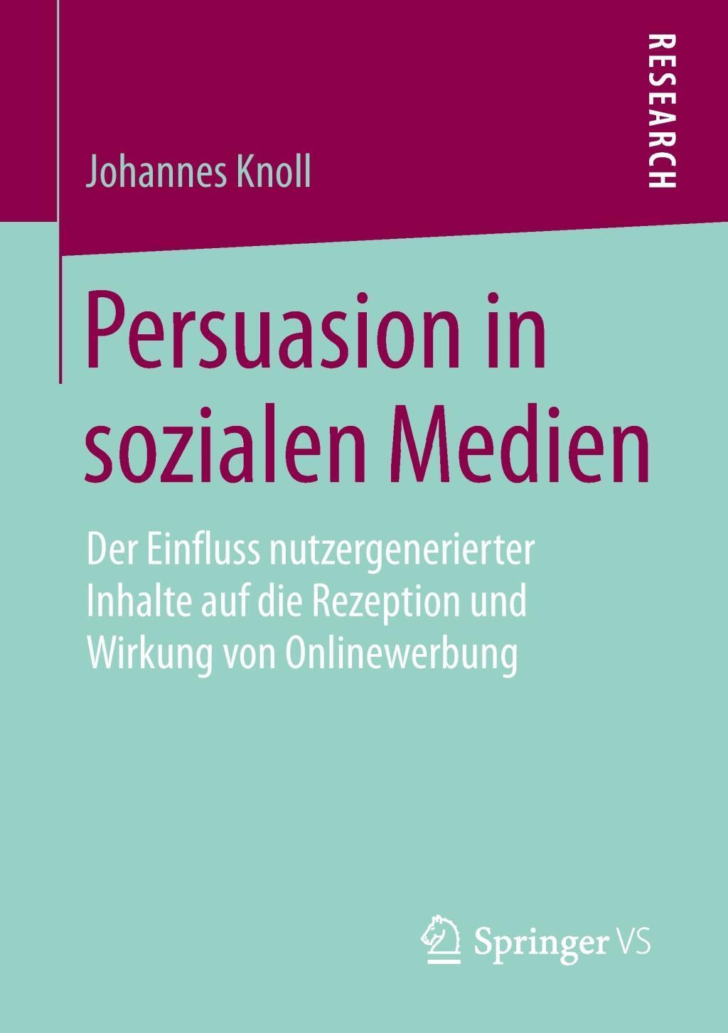 Cover: 9783658105761 | Persuasion in sozialen Medien | Johannes Knoll | Taschenbuch