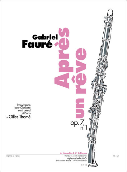 Cover: 9790230793292 | Après un reve op.7,1 pour clarinette et piano | Gabriel Urbain Fauré