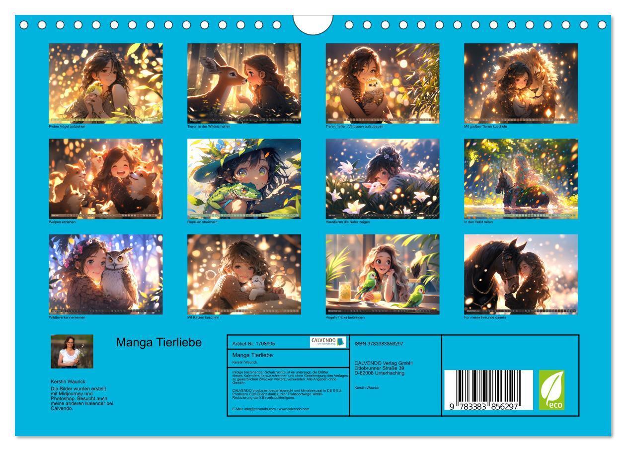 Bild: 9783383856297 | Manga Tierliebe (Wandkalender 2025 DIN A4 quer), CALVENDO...