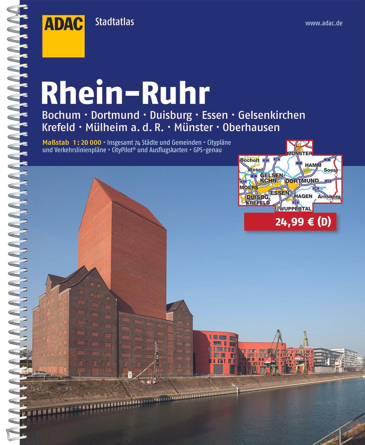 Cover: 9783826413551 | ADAC StadtAtlas Rhein-Ruhr 1:20 000 | Taschenbuch | ADAC Stadtatlas