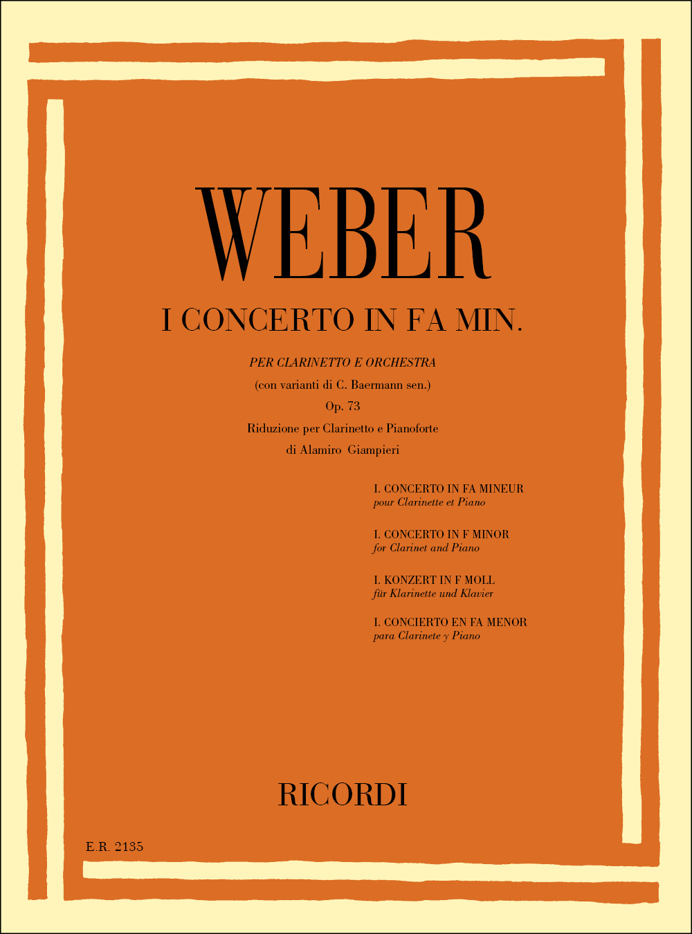 Cover: 9790041821351 | Concerto n. 1 in Fa min. Op. 73 | Carl Maria von Weber | Partitur