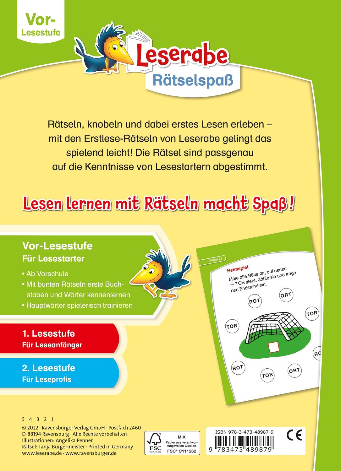 Rückseite: 9783473489879 | Ravensburger Leserabe Rätselspaß - Erstlese-Rätsel für Lesestarter...