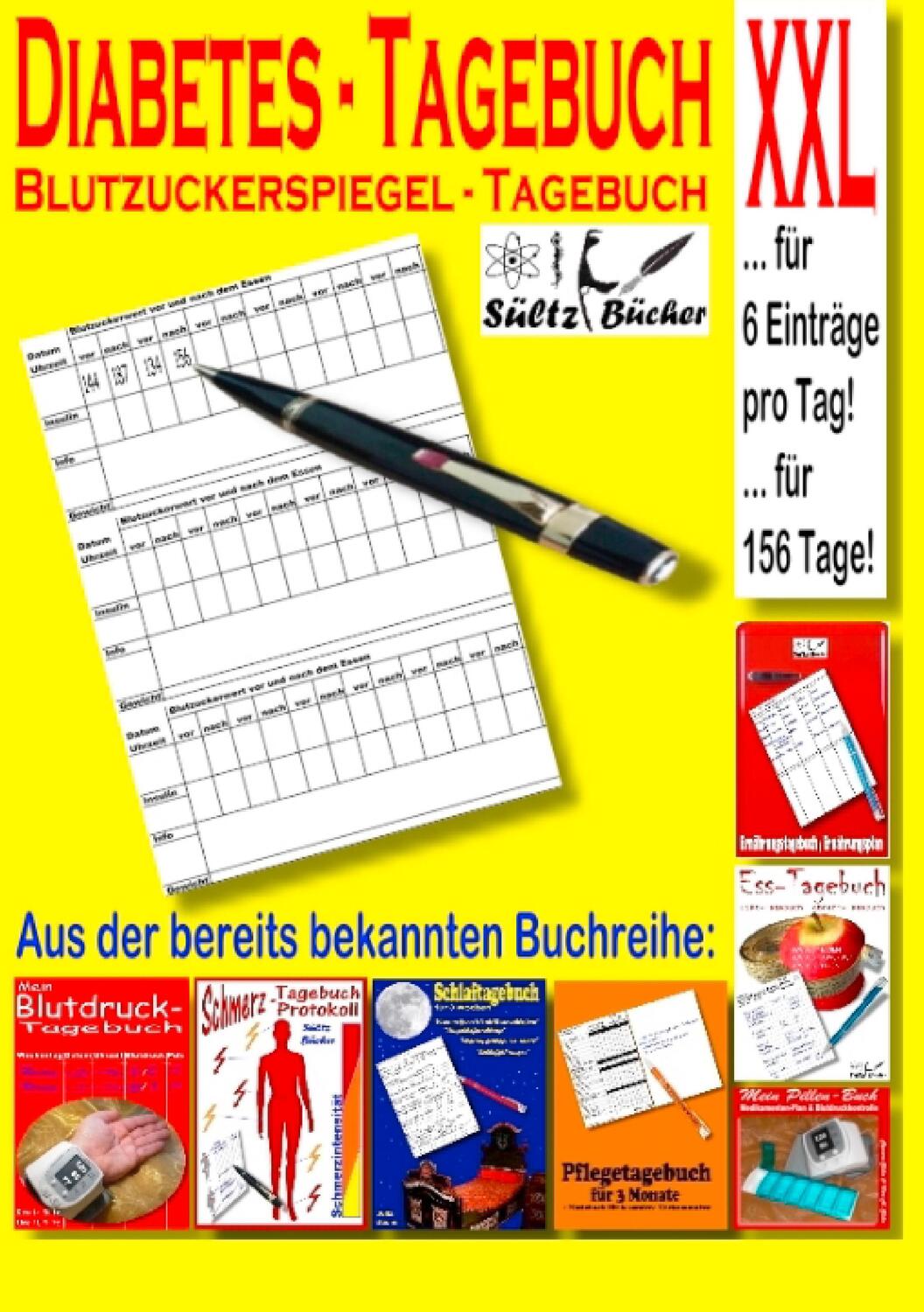 Cover: 9783746064604 | Diabetes Tagebuch - Blutzuckerspiegel Tagebuch XXL | Sültz (u. a.)