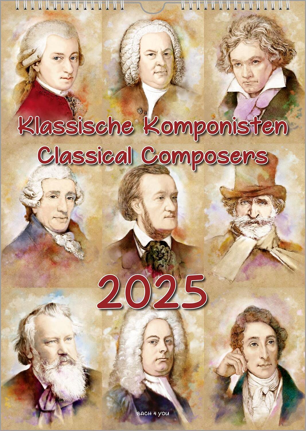 Cover: 9783969030943 | Komponisten-Kalender, ein Musik-Kalender 2025, DIN A4 | Peter Bach Jr.