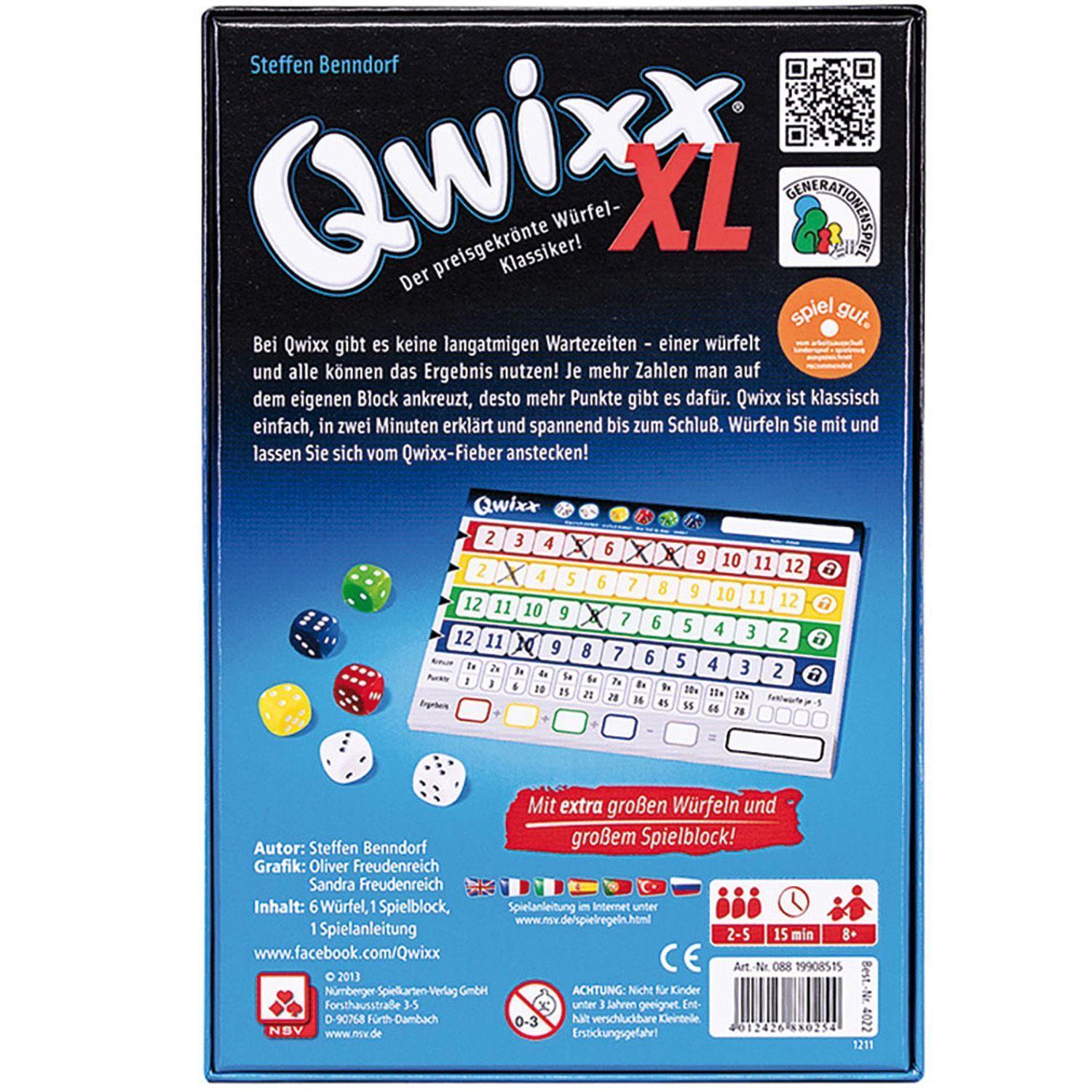 Bild: 4012426880254 | Qwixx XL | Nürnberger Spielkarten Verlag | Spiel | 4022 | Deutsch