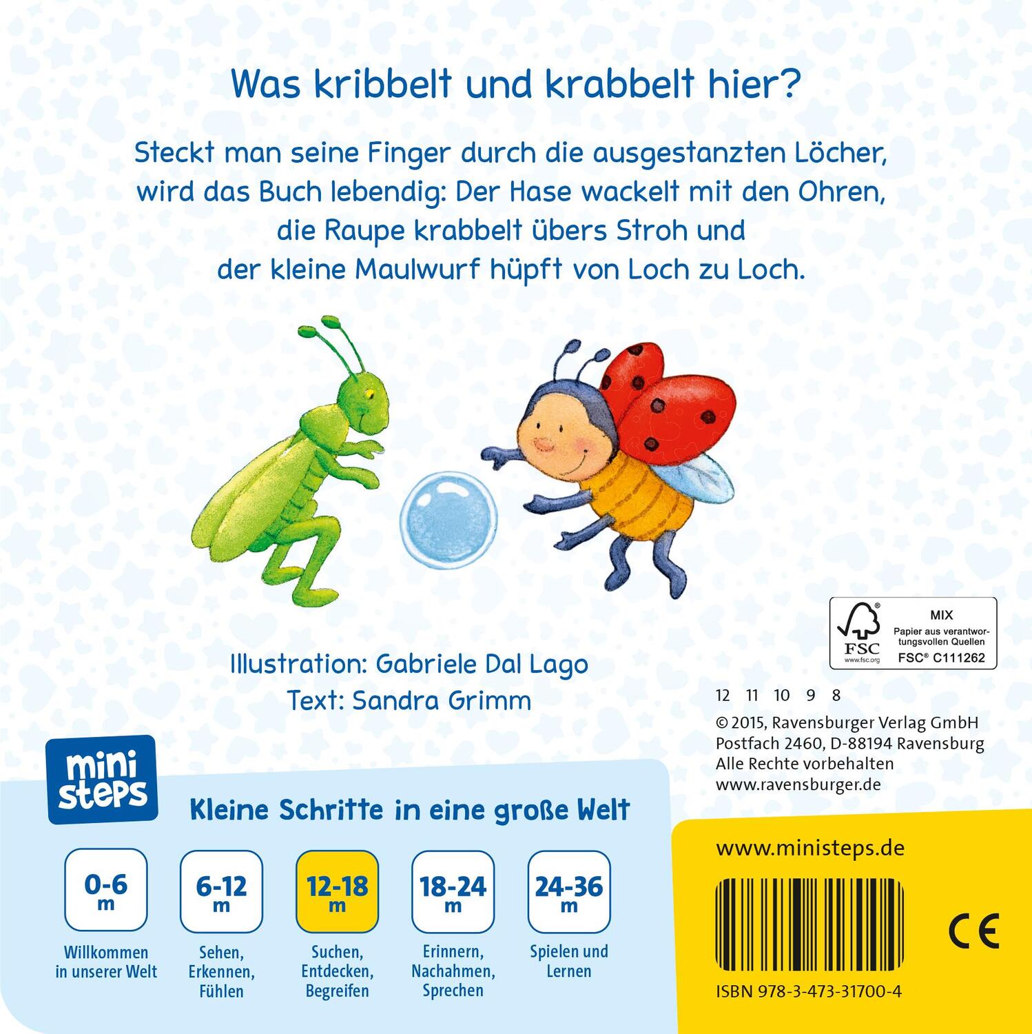 Rückseite: 9783473317004 | ministeps: Lustige Kribbel-Krabbel Tiere | Sandra Grimm | Buch | 16 S.